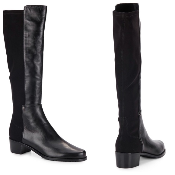 Stuart Weitzman Shoes - Stuart Weitzman Mezzaluna Tall Leather Black Boots